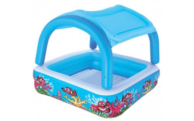 Детский бассейн с надувным съемным навесом от солнца, 52192, 147х147х122 см, 265 л Детский бассейн с надувным съемным навесом от солнца, 52192, 147х147х122 см, 265 л